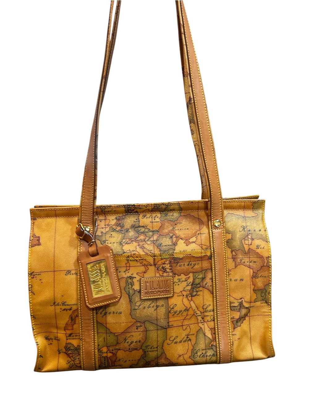 Vintage Alviero Martini 1A Classe Geo Classic Map-Print Tote Bag EXCELLENT